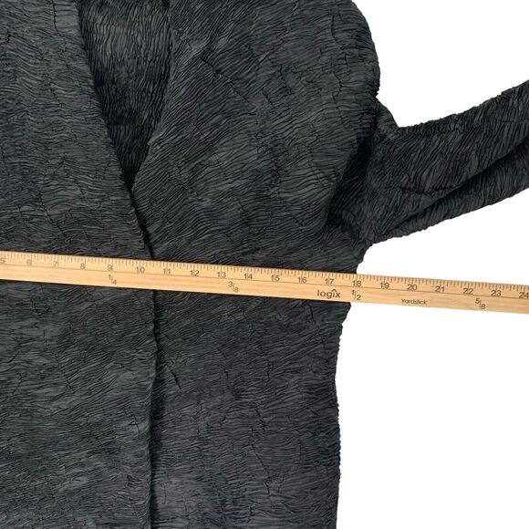 Anett Rostel Crinkle Pleat Jacket Size 42 Black Asymmetric Hem M/L Lagenlook - Picture 7 of 12